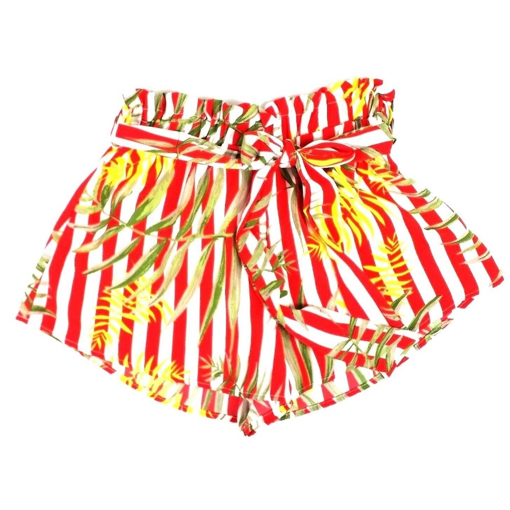 WinWin Red Stripe Tropical Print Shorts Various